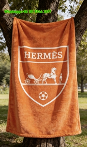 Hermès Shield Logo Flannel Fleece Throw Blanket IMG_4997